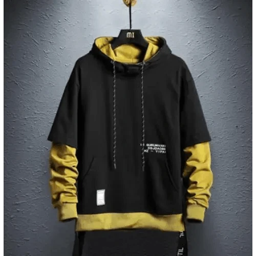 Hooded Sweatshirts Mens Letter Print Hoodies Streetwear Hip Hop Pullover Hoodie Men's Hooded Sweatshirt Men's Contrast Color Patchwork Hooded Sweatshirt Long Sleeve Pocket Jacket