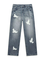 Men's Full Size Dove Applique Baggy Jeans Plus Size