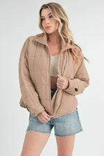 Aemi + Co Quilted Zip Up Puffer Jacket