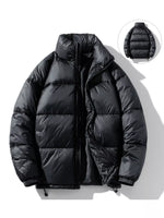 Men's Full Size Stand Collar Quilted Puffer Jacket with Drawstring Hem Plus Size