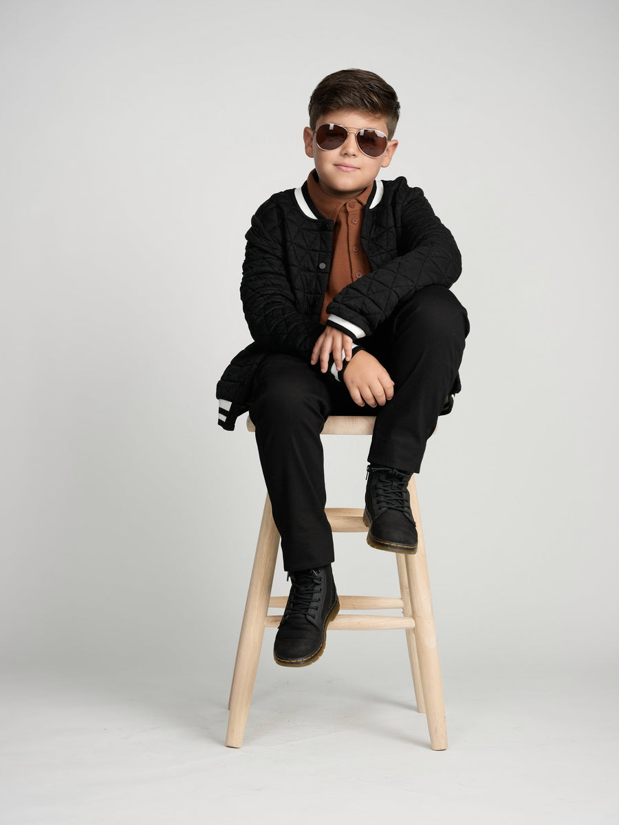 Black Varsity Bomber
