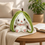 Reversible Strawberry Bunny Plush Toy Soft Polyester Stuffed Animal for Kids Hide and Seek Transforming Toy