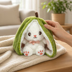 Reversible Strawberry Bunny Plush Toy Soft Polyester Stuffed Animal for Kids Hide and Seek Transforming Toy