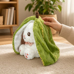 Reversible Strawberry Bunny Plush Toy Soft Polyester Stuffed Animal for Kids Hide and Seek Transforming Toy