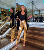 Sakkas Shiny Liquid Metallic High Waist Stretch Leggings - Made in USA