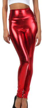 Sakkas Shiny Liquid Metallic High Waist Stretch Leggings - Made in USA