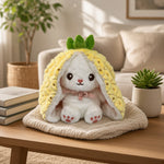 Reversible Strawberry Bunny Plush Toy Soft Polyester Stuffed Animal for Kids Hide and Seek Transforming Toy