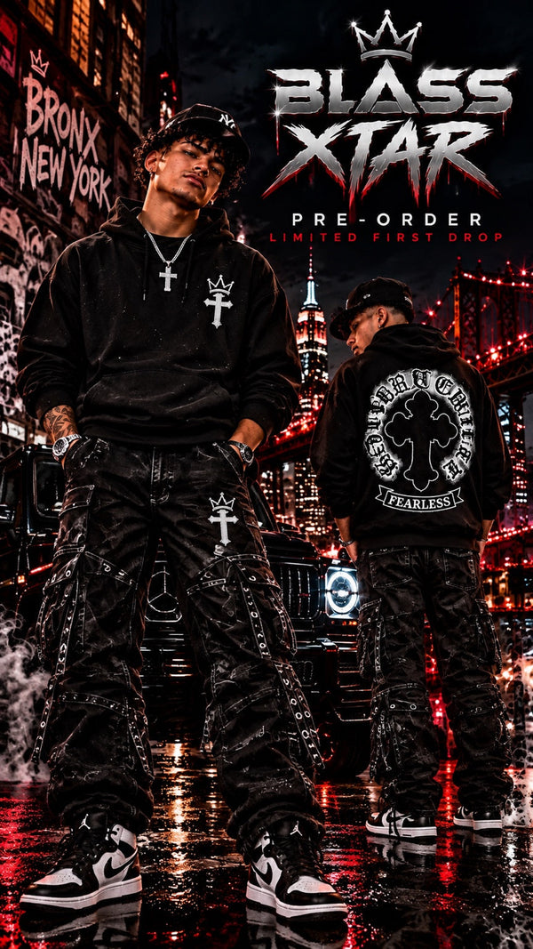 BLASS XTAR hoodie and cargo pants matching set lookbook