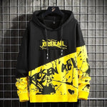 High Street Print Hoodie Men New Patchwork Hoodies Men's Hip Hop Hooded Sweatshirt Men's Sweatshirt Streetwear Loose Personality Letter Print Patchwork Hoodie
